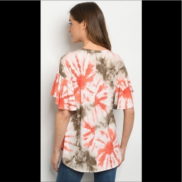 NWT- Olive & Orange tie dyed top. Multiple sizes available - Picture 5 of 5